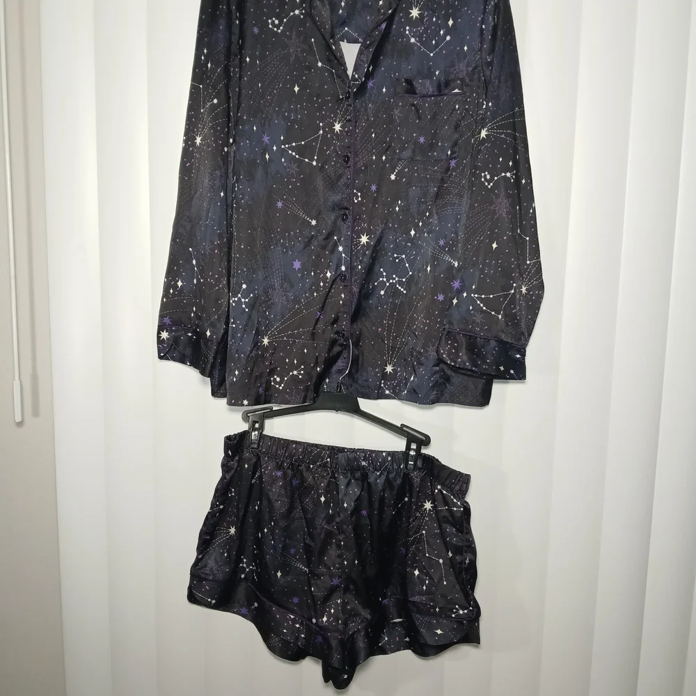 Adore Me Black and Purple Constellation Pajama Top - Picture 2 of 5